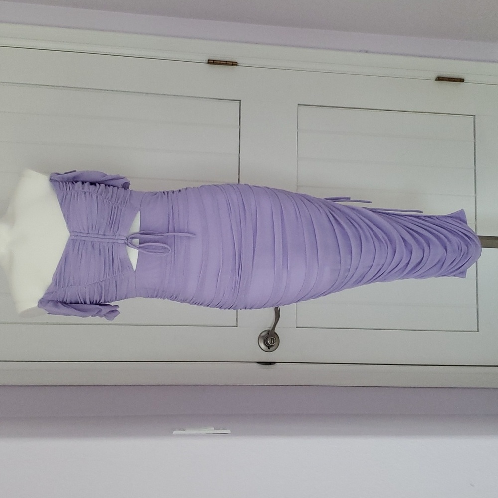 Lavender mesh dress.